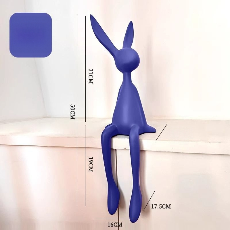 Sēdošā truša figūra, ziemeļniecīgs stils, vienkāršs un mūsdienīgs, materiāls: sveķi, piemērots ieejai, viesistabai un televizora skapim