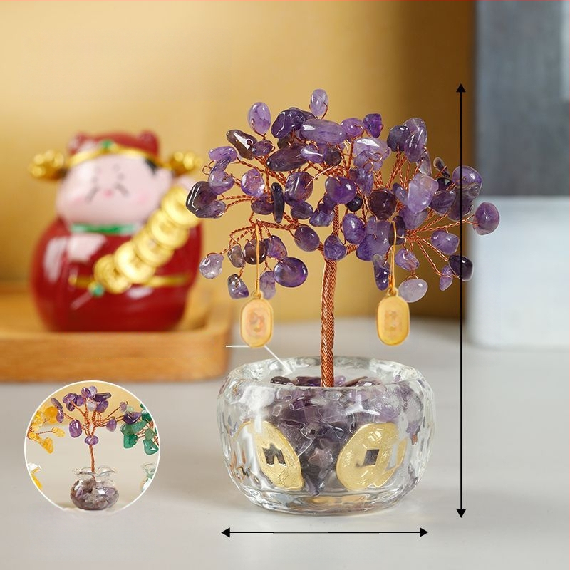 Bagātības koks – metāla, roku darbs dekors ķīniešu stilā automašīnām, galdam un mājām