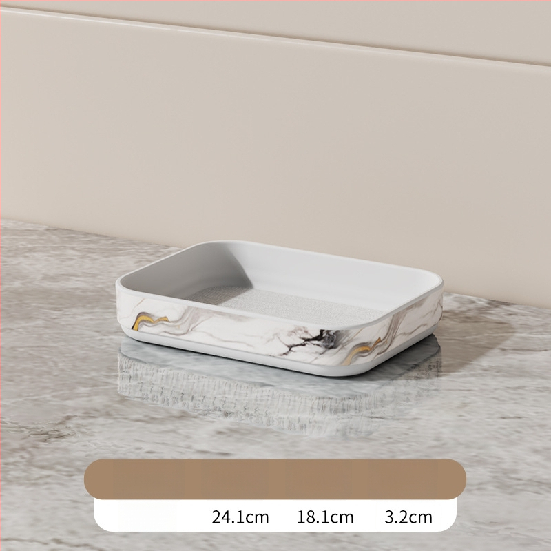 Eksponeerimisalus imitatsioonmarmori mustriga, triibuline muster, ruudukujuline plastmassist alus vannitoa valamule, luksuslik hoiustamine