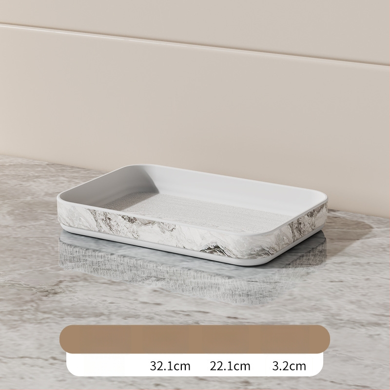 Eksponeerimisalus imitatsioonmarmori mustriga, triibuline muster, ruudukujuline plastmassist alus vannitoa valamule, luksuslik hoiustamine