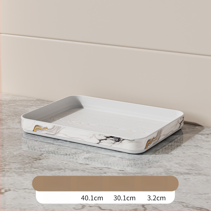 Eksponeerimisalus imitatsioonmarmori mustriga, triibuline muster, ruudukujuline plastmassist alus vannitoa valamule, luksuslik hoiustamine