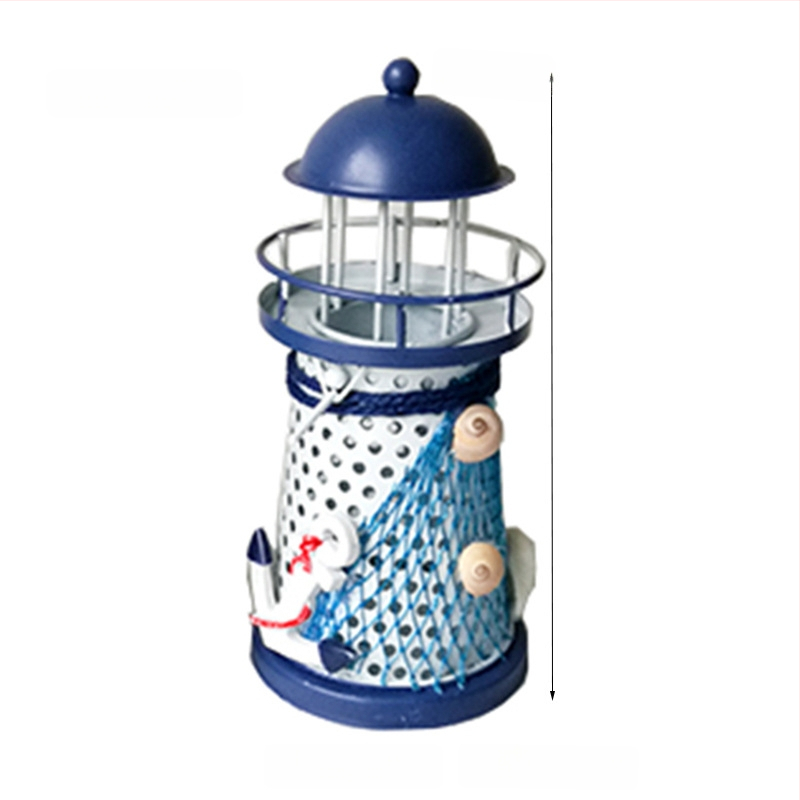 Geležinis žvakių laikiklis faros formos - Viduržemio jūros stilius, elektroplakavimas, stalinis dekoras