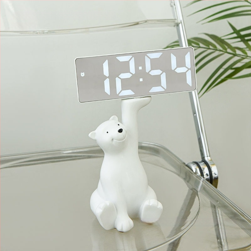 Stalo laikrodis su raktų laikymo skydeliu — derva, prisitaikantis dizainas, Korėjos stilius, išmanusis laikrodis su žadintuvu