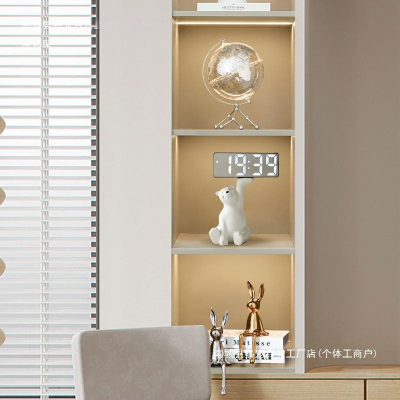 Stalo laikrodis su raktų laikymo skydeliu — derva, prisitaikantis dizainas, Korėjos stilius, išmanusis laikrodis su žadintuvu