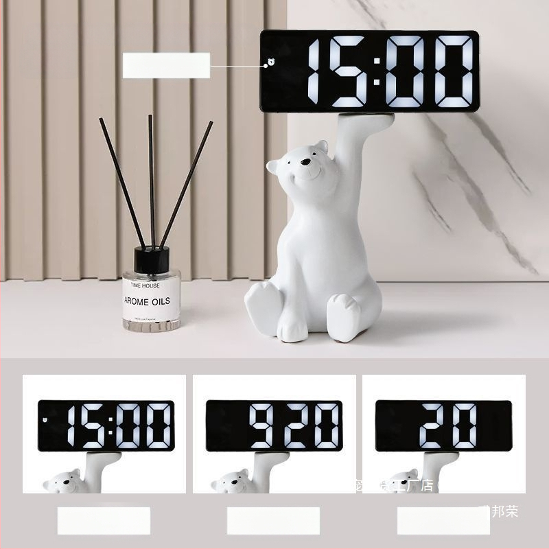 Stalo laikrodis su raktų laikymo skydeliu — derva, prisitaikantis dizainas, Korėjos stilius, išmanusis laikrodis su žadintuvu