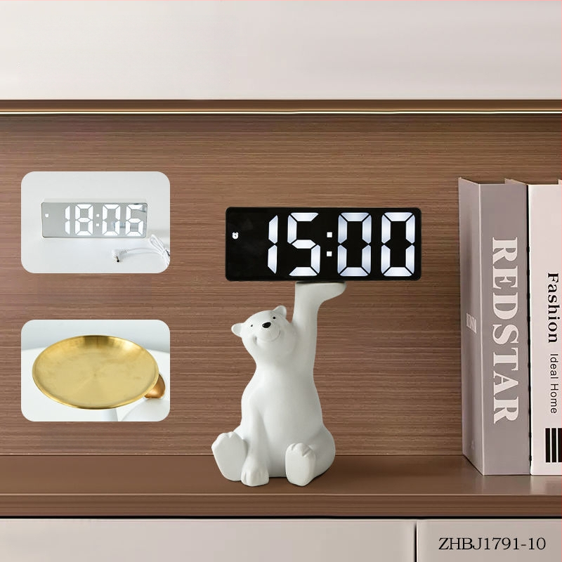 Stalo laikrodis su raktų laikymo skydeliu — derva, prisitaikantis dizainas, Korėjos stilius, išmanusis laikrodis su žadintuvu