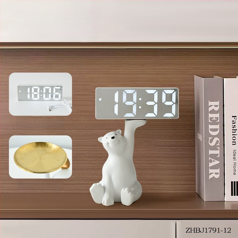 Stalo laikrodis su raktų laikymo skydeliu — derva, prisitaikantis dizainas, Korėjos stilius, išmanusis laikrodis su žadintuvu