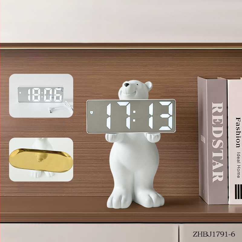 Stalo laikrodis su raktų laikymo skydeliu — derva, prisitaikantis dizainas, Korėjos stilius, išmanusis laikrodis su žadintuvu