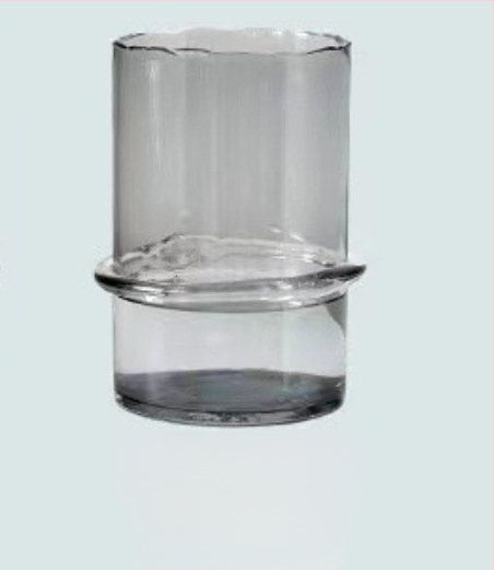 Yajun modernus geometrinis stiklo vaza, pūstas stiklas, nelygus kaklas