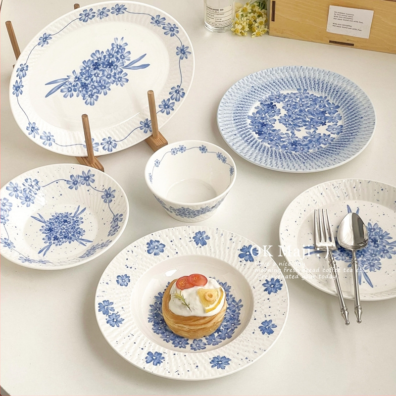 Keraamiline magustoidu taldrik, ümmargune, kaasaegse minimalistliku stiili, kõrge temperatuuriga dekale