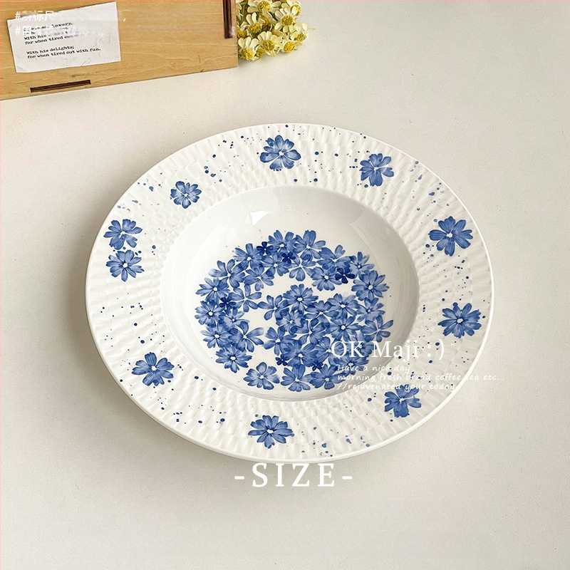 Keraamiline magustoidu taldrik, ümmargune, kaasaegse minimalistliku stiili, kõrge temperatuuriga dekale