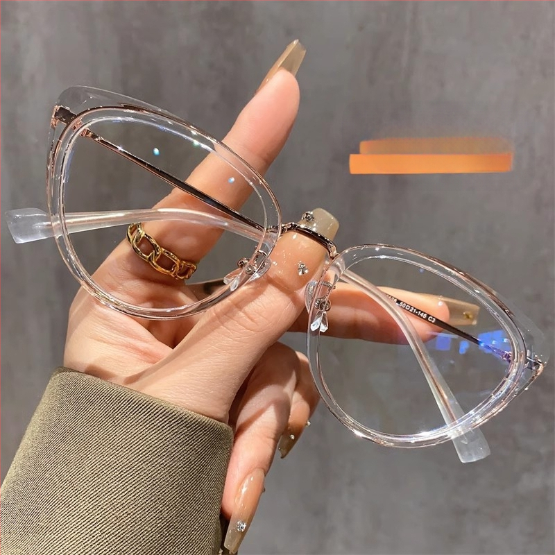 Cat-eye akiniai nuo myopijos su anti-mėlynos šviesos danga, rėmas iš TR90+ metalo, modelis F-71028, reguliuojamas rėmas.