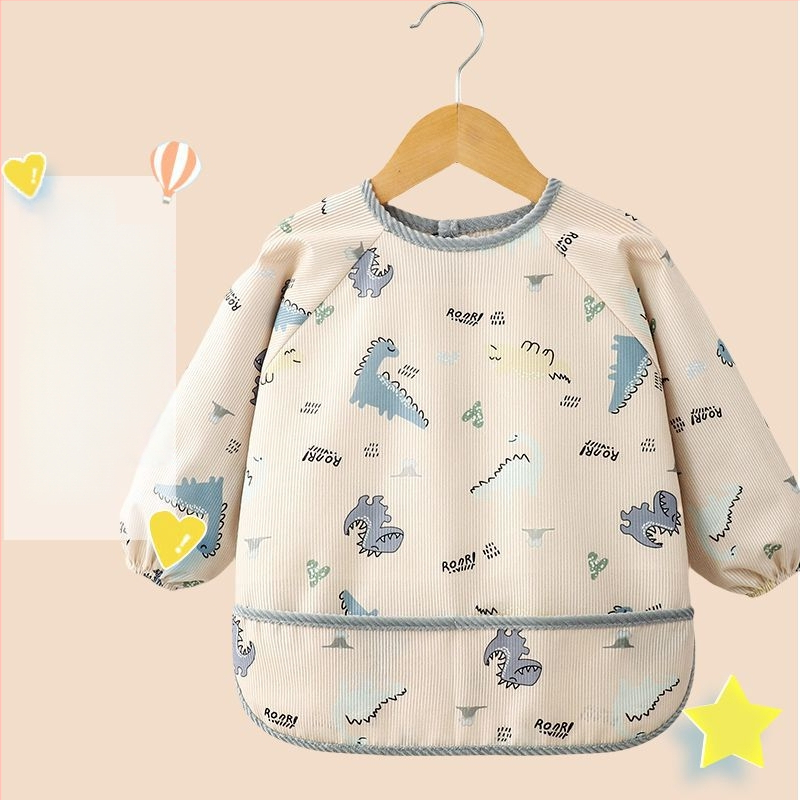 Unisex bērnu garās piedurknes bavete, karikatūru raksts, ūdensnecaurlaidīgs corduroy audums, poliesteres šķiedra