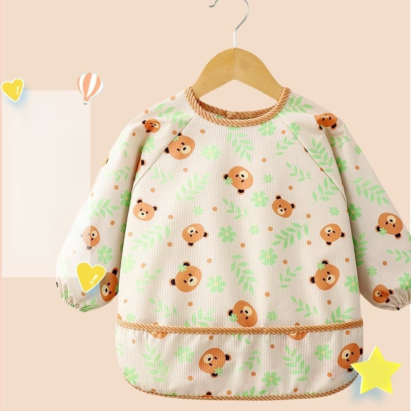 Unisex bērnu garās piedurknes bavete, karikatūru raksts, ūdensnecaurlaidīgs corduroy audums, poliesteres šķiedra