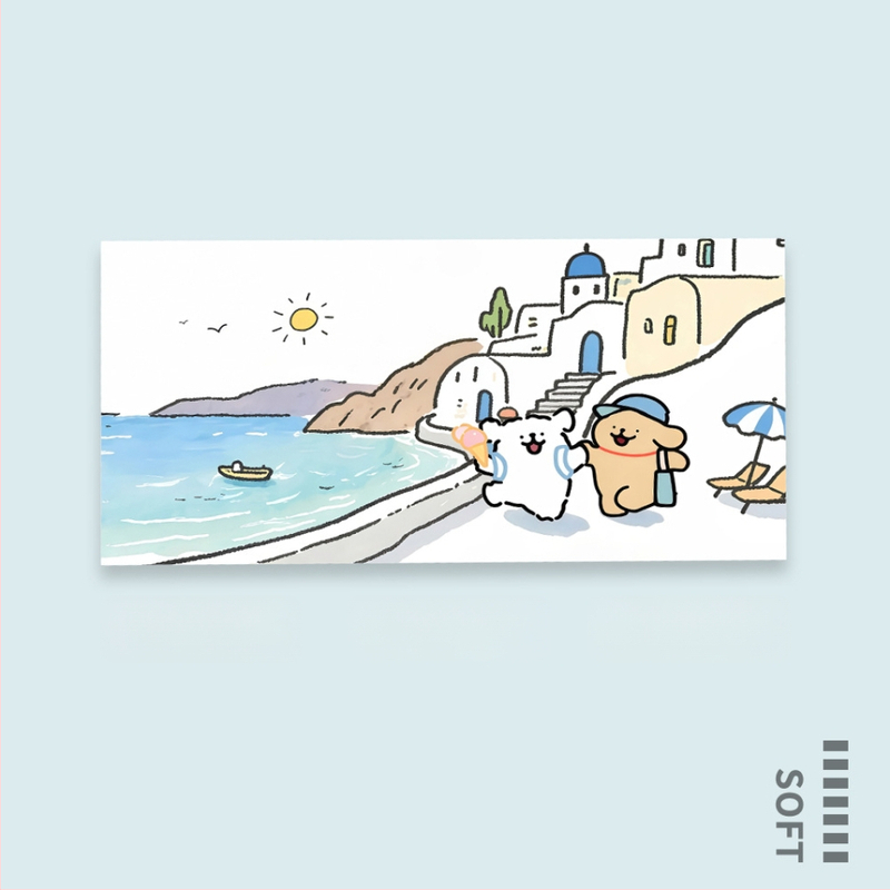 Prosop de microfibră pentru sport, imprimare cu un cățeluș în stil liniar, 200 g+ absorbant