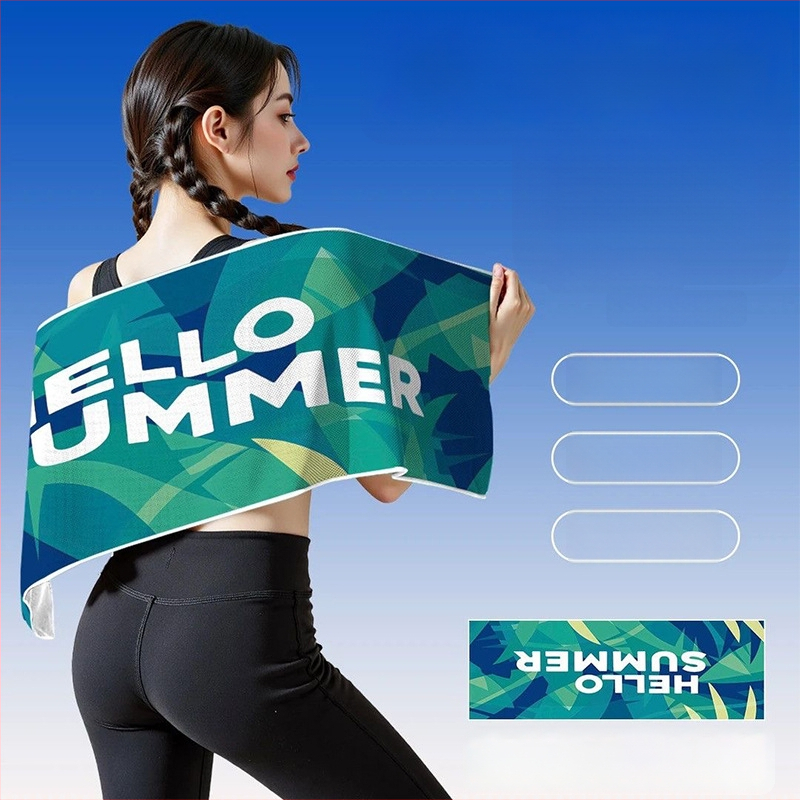 Prosop sport, personalizabil cu imprimare de logo (Material: microfibră; Proces de fabricație: imprimare; Fire: amestecate; Absorbție: 5–10 s; Funcție: răcire și absorbția transpirației)