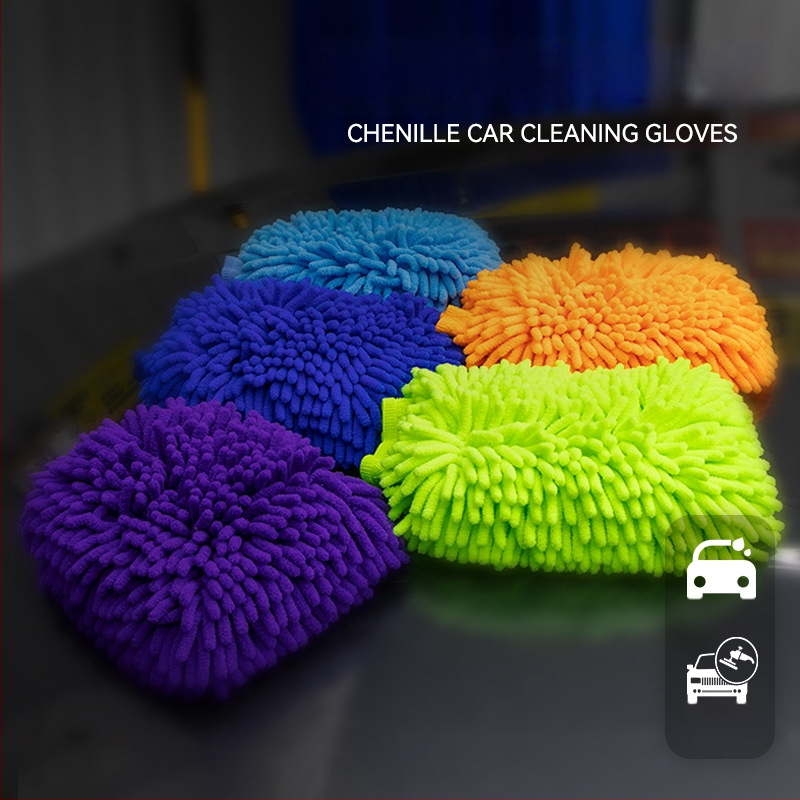 Chenille automašīnas tīrīšanas cimdi – augsta absorbcija, ātra žāvēšana, eļļas traipu noņemšana, pielāgota privātā zīmola zīme