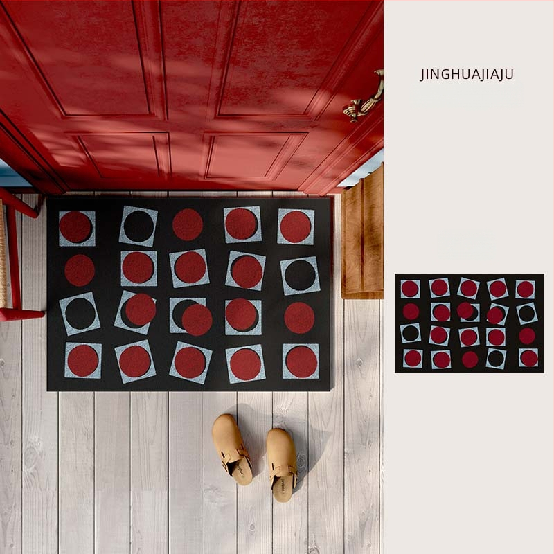 Sissekäigu ukse matt, PVC, traadist silmusega lõim (wire loop), ristkülikukujuline, muster: triibud/võrk/värvilised blokid, pestav, kohandatav, Korea/Japani stiil