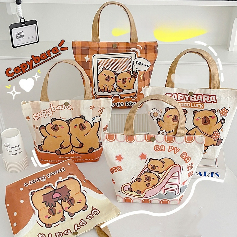 Személyre szabott karikatúra capybara vászontáska – varrott kivitelezés, márka Oy, logónyomás elérhető, nagy tételben rendelhető