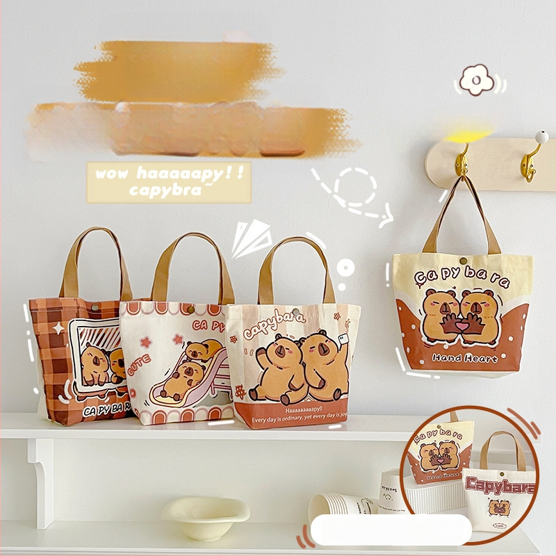 Személyre szabott karikatúra capybara vászontáska – varrott kivitelezés, márka Oy, logónyomás elérhető, nagy tételben rendelhető