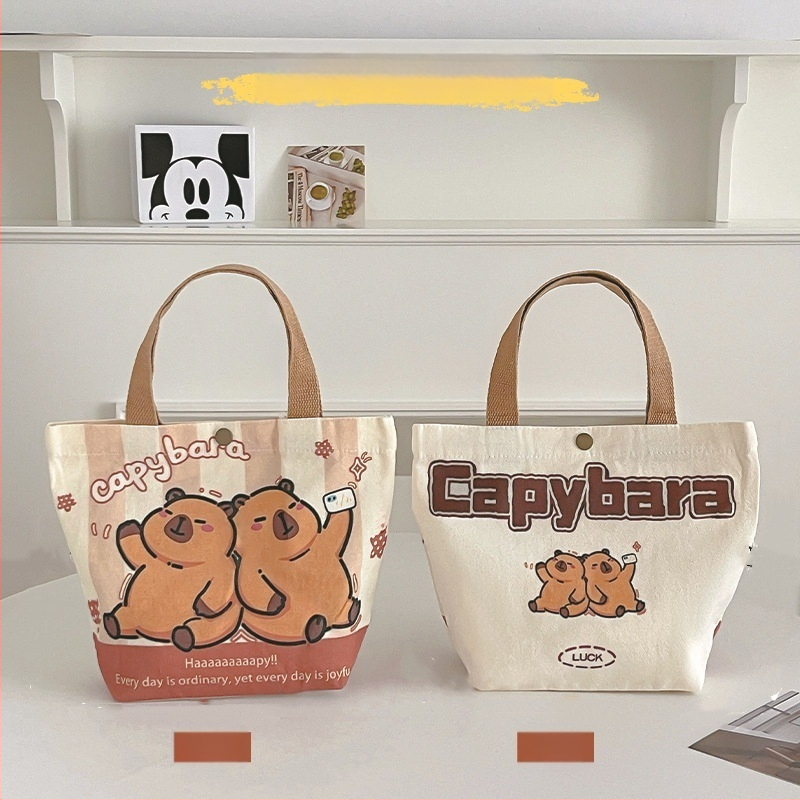 Személyre szabott karikatúra capybara vászontáska – varrott kivitelezés, márka Oy, logónyomás elérhető, nagy tételben rendelhető