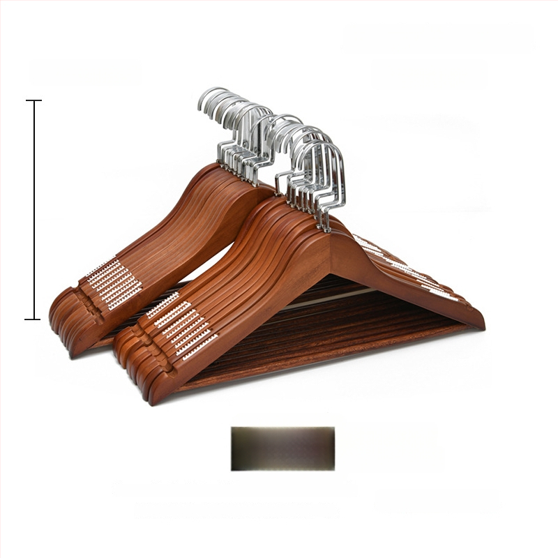 Ξύλινη κρεμάστρα ρούχων με επίπεδη γάντζα, αντιολισθητικές λωρίδες και διπλό σχεδιασμό αυλακώσεων