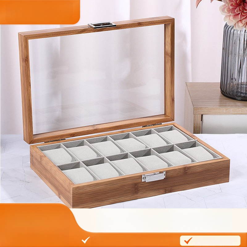 Puidust kella hoiukast ja esitlemiskast aknaga, suur maht, mudel 10-19