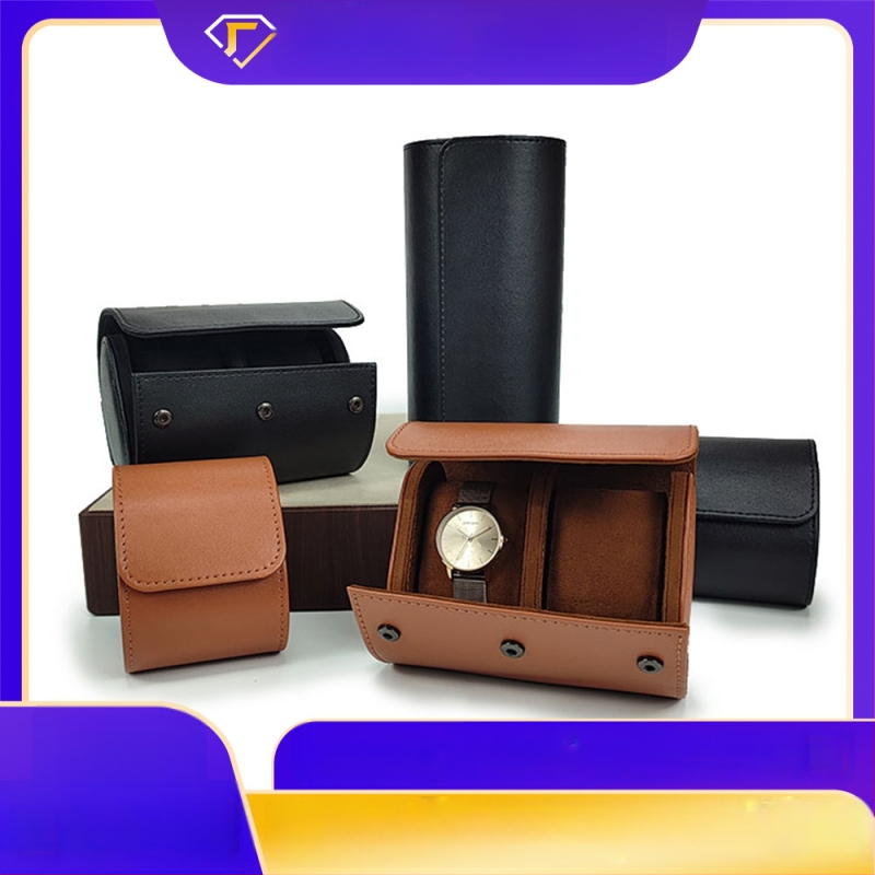 Kohandatud PU nahast kellakarp, mitmekülgne sektsioonidega; PU nahk + tehisnahk; roll-pack disain koos õmblustega; kinkekarp ja juveelide pakkimiseks