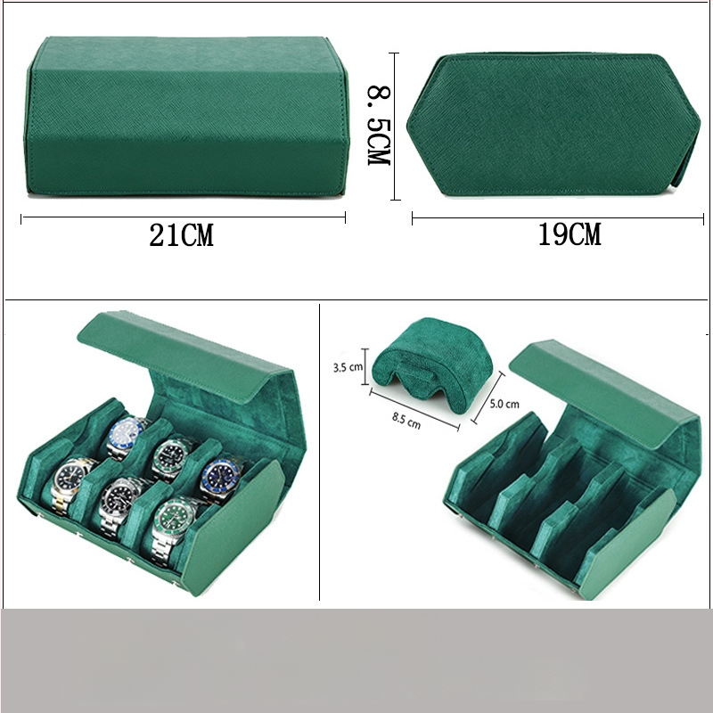 Ristmustriline nahast mehhaaniliste käekellade hoiukarp, kuue sektsiooniga, kaasaskantav, ehtne nahk