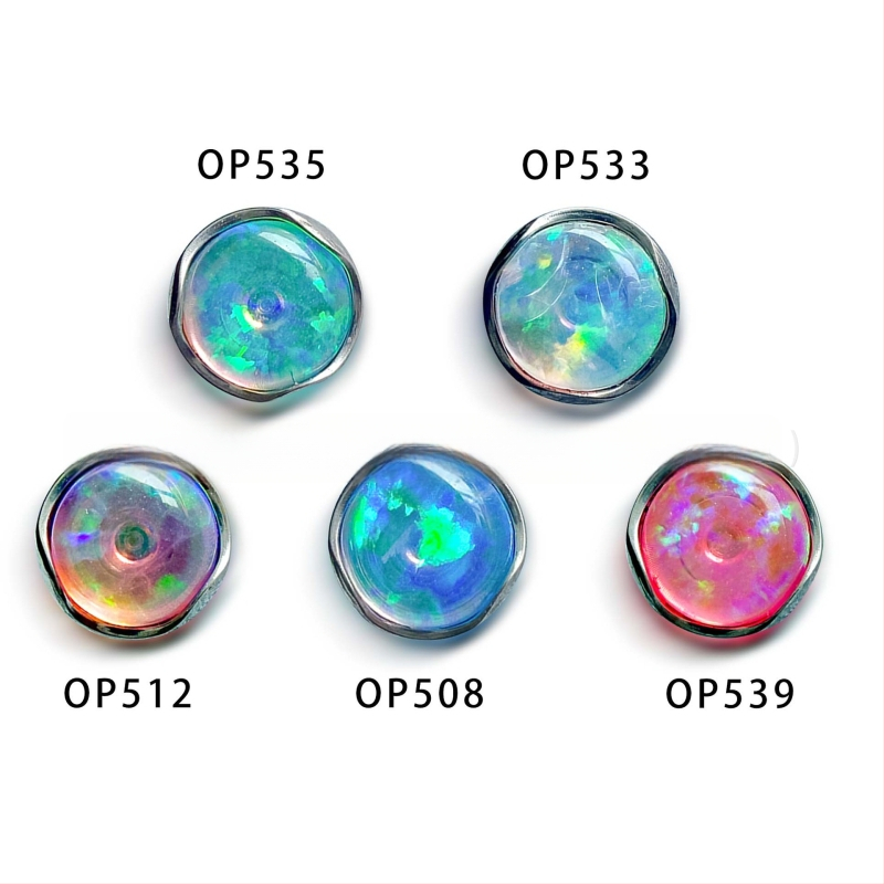 Lūpų nagai – Geometrinis titanas su opalo kristalais, komplekte su akmenimis