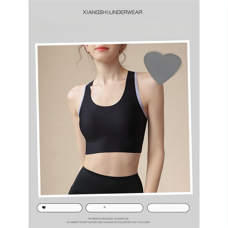 Bustier sport pentru femei cu susținere înaltă - top în stil vest pentru alergare, fitness și yoga, cupe 3/4, burete subțire, bretele fixe duble, catarame în spate cu trei rânduri