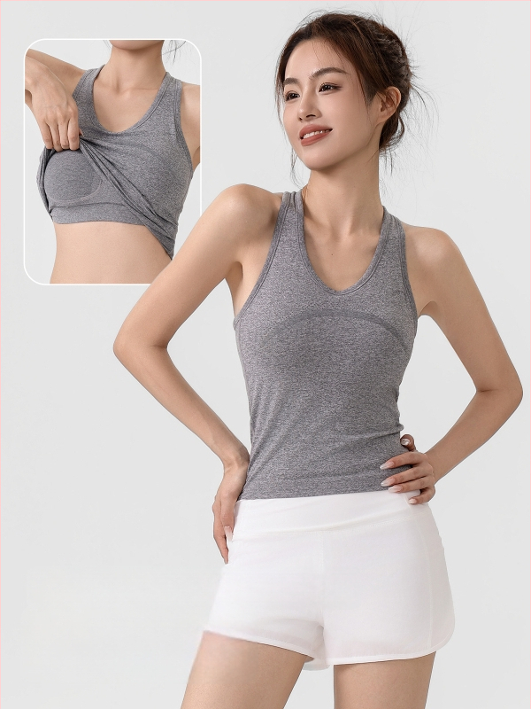 Sportski grudnjak s fiksnim integriranim košaricama, dužina do bokova, prozračna smjesa najlona i spandeksa, brzo sušenje, izdanje 2025