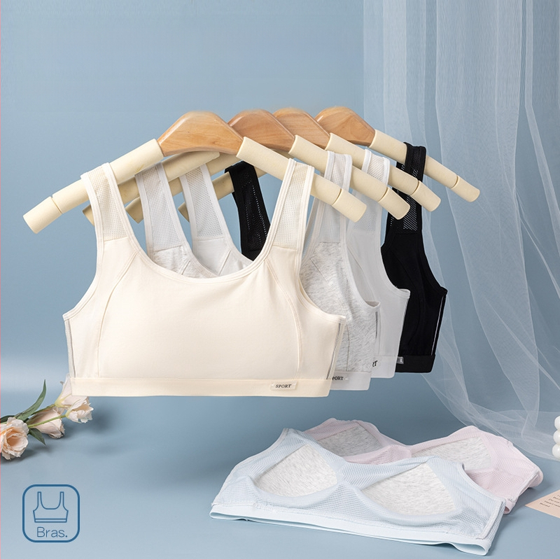 Tinédzser sportmelltartó-vest, varrás nélküli, lélegző; nylon fő anyag, pamut bélés; teljes kosár, vékony formázott kosár pamutból; rögzített dupla vállpántok