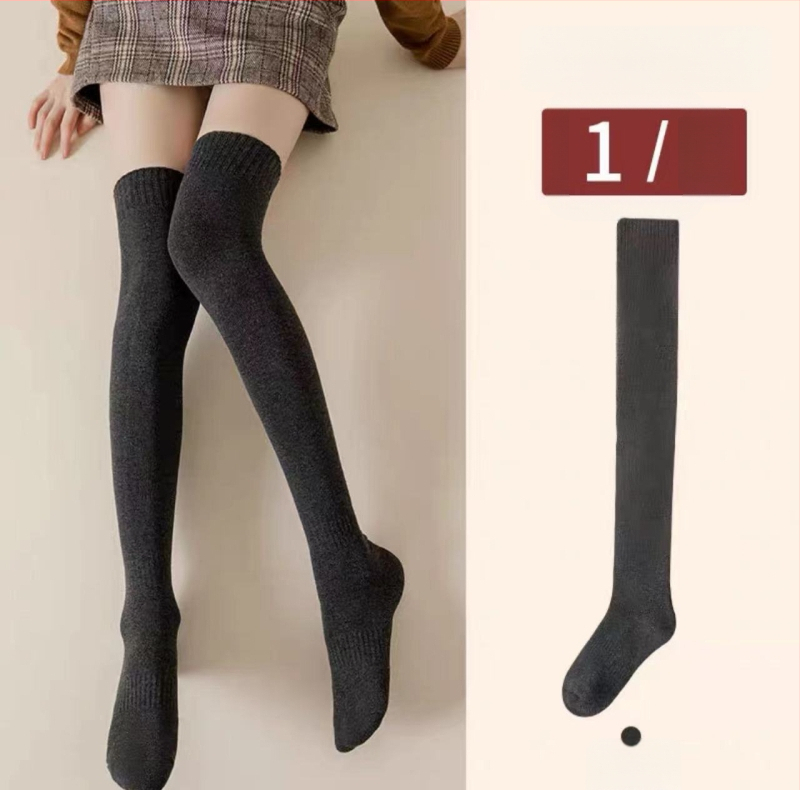 Ziemas zeķes virs ceļiem ar flīsa iekšpusi, biezas, vienkrāsainas, poliestera un kokvilnas maisījums