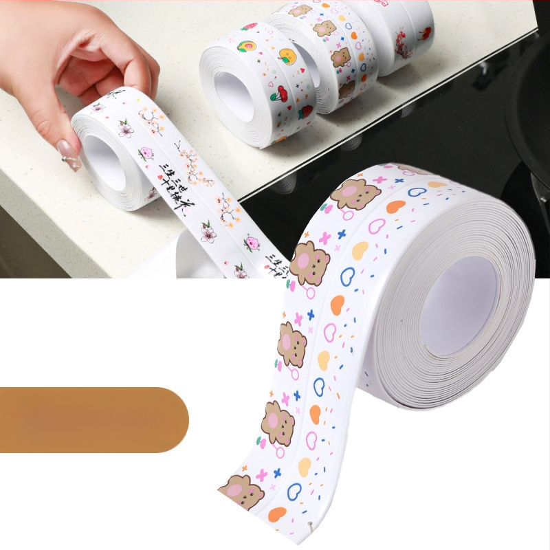 PVC самозалепващ водоустойчив кант за фуги в кухнята и банята – модерен минималистичен стил, за пропуски около газова плита, мивка и тоалетна