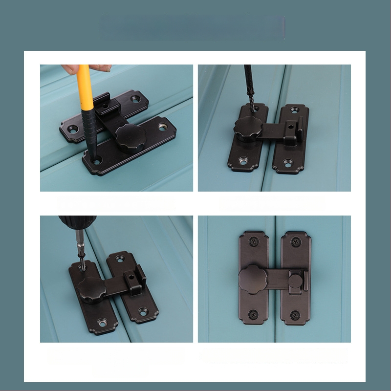 Smaga ēkas durvju slēdzējs mehānisms ar 90°/180° leņķi, no 304 nerūsējošā tērauda, matēta/melna virsma, moderns minimālisms