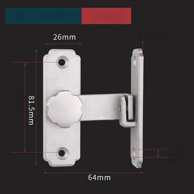 Smaga ēkas durvju slēdzējs mehānisms ar 90°/180° leņķi, no 304 nerūsējošā tērauda, matēta/melna virsma, moderns minimālisms