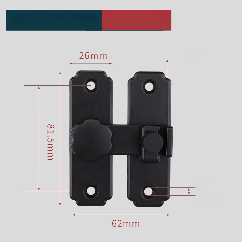 Smaga ēkas durvju slēdzējs mehānisms ar 90°/180° leņķi, no 304 nerūsējošā tērauda, matēta/melna virsma, moderns minimālisms