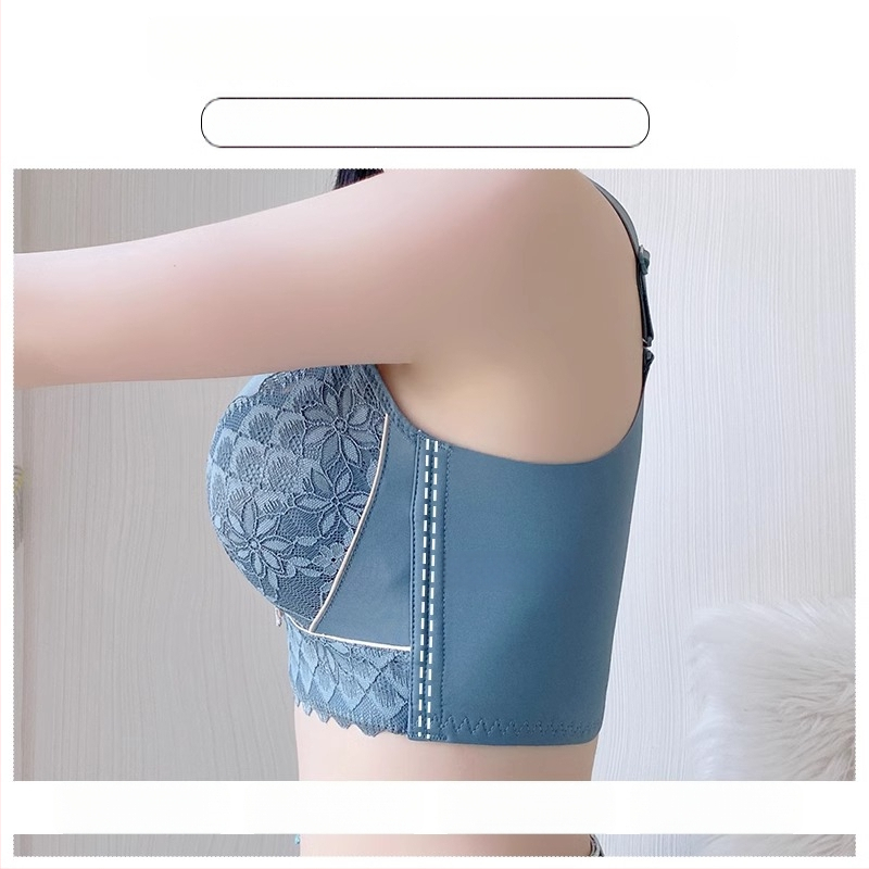 Čipkasti push-up grudnjak za male grudi, podesivo podizanje i bočno oblikovanje, protiv opuštanja, košarice 3/4