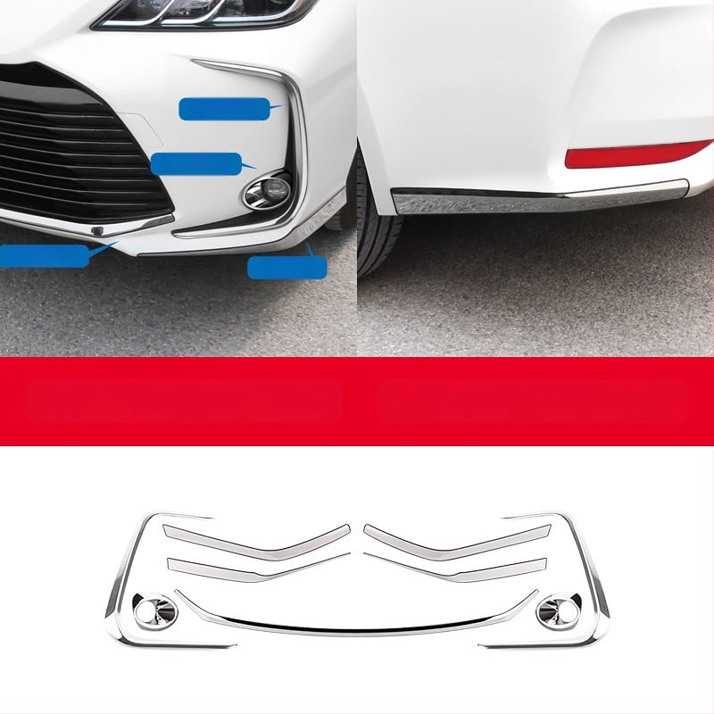 Toyota Corolla 2019–2024 jaoks: esikaitseraiba, nurga kaitse, udutuled dekoratiivne joon; ei ühildu sportversiooniga.