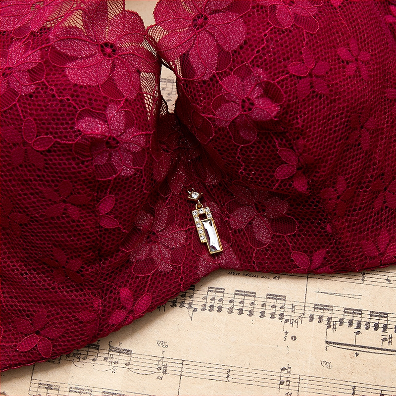 Sutien dantelat cu cupe turnate ultra-subțiri, 3/4 cup, material nylon, bretele fixe duble, închidere spate cu patru rânduri