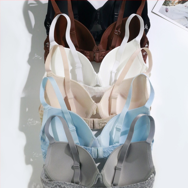 Sutien push-up fara cusur cu inel metalic, cupe 3/4, înveliș subțire modelat, material nailon, 85% elastan, căptușeală din bumbac