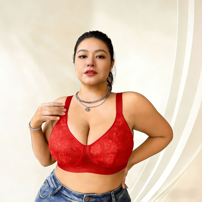 Bezšuvju krūšturis lielām izmēram, atbalsts un pacelšana, neilona audums, pilnas kupas, plānas formētas kupas, fiksētas dubultās siksnas, aizmugurē četrās rindās aizdare