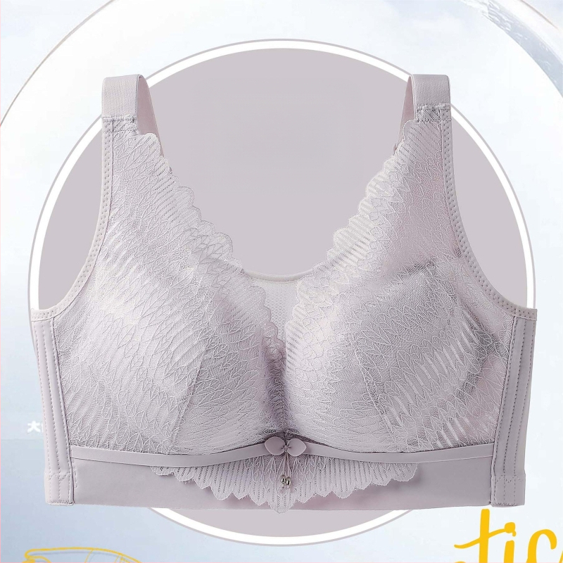 Sutien wireless cupe 3/4, cupe turnate ultra-subțiri, material poliester, bretele fixe duble, închidere spate cu patru rânduri