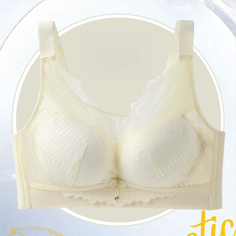 Sutien wireless cupe 3/4, cupe turnate ultra-subțiri, material poliester, bretele fixe duble, închidere spate cu patru rânduri