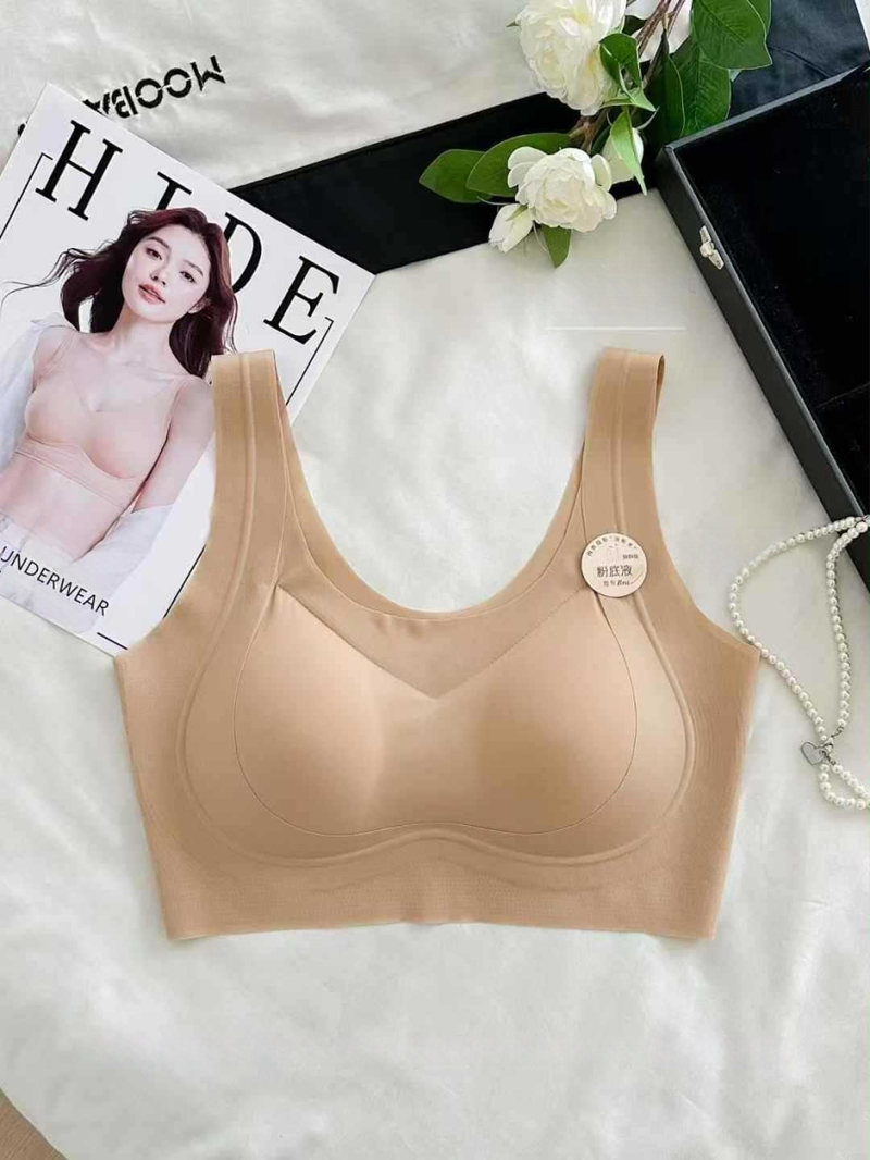 Sutien în stil vestă, wireless, cupe din nylon, respirabil, spate invizibil, bretele duble fixe