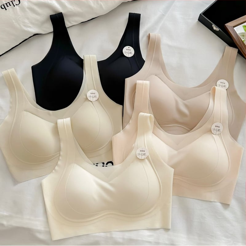 Sutien în stil vestă, wireless, cupe din nylon, respirabil, spate invizibil, bretele duble fixe