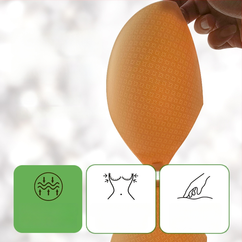 Silicone krūšu plāksteris pacēlumam, plāns un elpojošs, rombu formas spraugas, neuzkrītošs krūštura spilventiņš kāzu tērpam