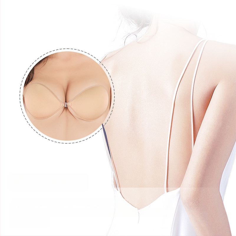 Un singur piesă fără bretele, silicon pentru bust, sutien invizibil lucios, cupa 1/2, cupă subțire modelată