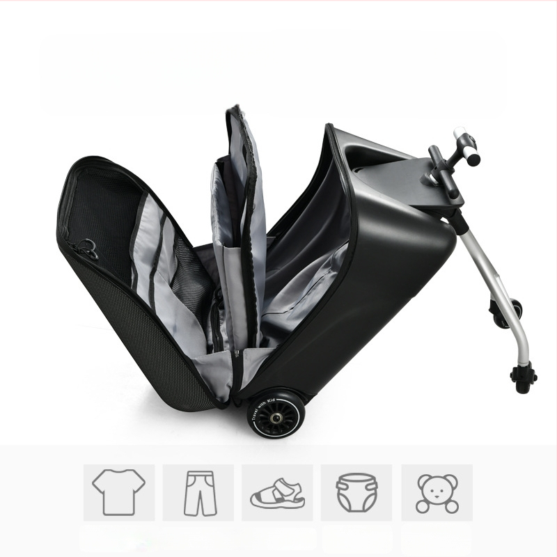 QBOX dječji prtljag za sjedenje na putovanju – otvaranje na zip, TSA kombinacijski lokot, PC materijal, univerzalni kotačići, 4,5 kg